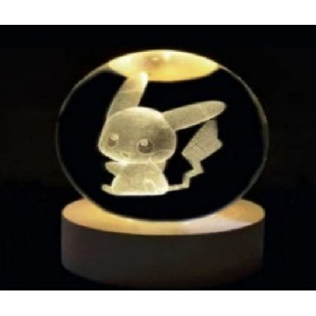 LAMPARA DE NOCHE 3D BOLA D/CRISTAL PIKACHU LED783